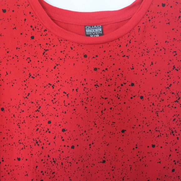 QUAD SEVEN T Shirt Size 16/18 Boy's "Paint Splatter" Short Sleeve Red Black - Picture 3 of 5